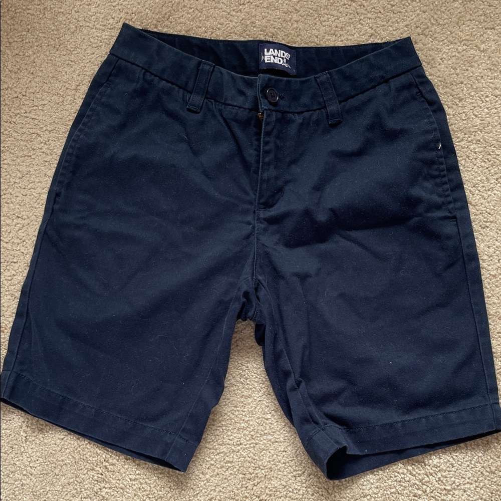Lands' End Girl's Uniform Navy Flat Front Shorts